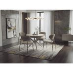 Vetrowood Nehir Traverten Desen Açılır Yuvarlak Yemek Masası Takımı 103-137 cm Metal Ayak 4 Ayla Kapuçino Sandalyeli