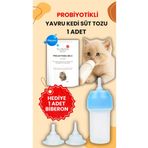 vettoptan 1 Adet Kedi Biberon Hediye 1 Adet Yavru Kedi Süt Tozu 200 gr Anne Sütü Destekli Probiyotikli Mama