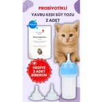 vettoptan 2 Adet Kedi Biberon Hediye 2 Adet Yavru Kedi Süt Tozu 200 gr Anne Sütü Yavru Kedi Maması