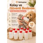 vettoptan Yavru Kedi Köpek Biberon 10 Adet Yedek Emzikli 50 ML Kedi Biberonu Yeni Doğan Evcil Hayvan Besleme