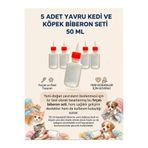 vettoptan Yavru Kedi Köpek Biberon 5 Adet Yedek Emzikli 50 ML Kedi Biberonu