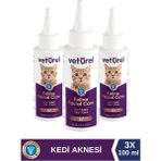 Veturel Kedi Yüz Bakım Solüsyonu 3x100ml Kedi Aknesi Temizleme Kedi Mantar Bakımı