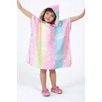 Vevien Home Balık Pulu Desen Çocuk Panço Plaj Havlusu 7-8 Yaş - Pembe - Sarı - 7 - 8 Yaş