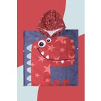 VEVİEN HOME Dino Çocuk Panço Plaj Havlusu KIRMIZI 7-8 Yaş