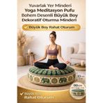 vevons Büyük Boy Yuvarlak Yer Minderi Yoga Meditasyon Pufu Bohem Desenli Büyük Boy Dekoratif Oturma Minderi