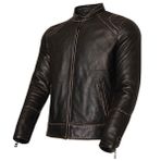Vexo Vintage Siyah Deri Motosiklet Montu