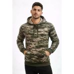 Vexor Erkek Kamuflaj Desenli 2 İplik 4 Mevsim Kapüşonlu Kanguru Cepli Hoodie Sweatshirt - Kamuflaj