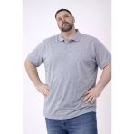 Vexor Erkek Pike Kumaş Düğmeli Yaka Battal Büyük Beden Günlük Kısa Kol Tişört T-Shirt - Gri