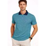 Vexor Erkek Pike Kumaş Polo Yaka Desenli Tişört Kısa Kol Yazlık T-Shirt - Turkuaz