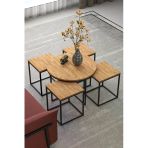 Vexor Orta Sehpa Ve Zigon Sehpa Oval Lüx 5'Li Set Atlantik Çam