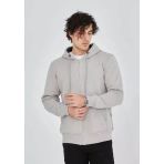 Vexor Unisex Tam Fermuarlı Kapşonlu Sweatshirt - Boyalı Gri