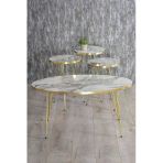 Vexor Zigon Sehpa Ve Orta Sehpa Elips Gold Metal Ayak Gold Efes Set