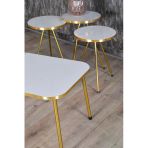 Vexor Zigon Sehpa Ve Orta Sehpa Kr Gold Metal Ayak Gold Beyaz Set