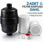 VEXORA GLOBAL 20 Aşamalı Duş Filtresi, Klor & Kireç Önleyici, 2 Filtre Kartuşu Dahil, Evrensel Bağlantı, Siyah