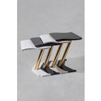 Veys Sehpa 4 Lü Gold Windows Zigon Sehpa - Füme - Beyaz
