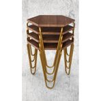 Veys Sehpa GOLD BOYA - 4 LÜ PİRAMİT ZİGON SEHPA - ANTİK CEVİZ