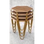 Veys Sehpa GOLD BOYA - 4 LÜ PİRAMİT ZİGON SEHPA - MEŞE