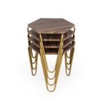 Veys Sehpa GOLD BOYA - CEVİZ DESEN 4 LÜ PİRAMİT ZİGON SEHPA