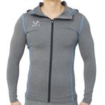 vf VFIT Erkek Uzun Kollu Sıkıştırma elastik Tişört Spor Fitness Koşu Spor Salonu Nefes Çabuk Kuruyan (Gri cap, M)