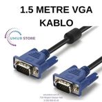 Vga Kablo 1.5 Metre Net Görüntü, Dayanıklı Erkek Erkek Görüntü Kablosu