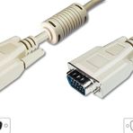 VGA Monitör Uzatma Kablosu, DSUB 15 erkek <=> DSUB 15 dişi, 3Coax/7C, 2 x ferrite filtre, AWG