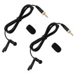 VGOL 2 Adet 3.5mm TRS Çok Yönlü Yaka Mikrofon Kablosuz Ses Mikrofon Sünger Kapak ile Uyumlu Sennheiser EW100 EW300 EW500 SK100 1.5m