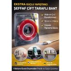 Vhb Akrilik Silikon Bant 18Mm X 2 Metre Şeffaf Çift Taraflı Güçlü Yapıştırıcı Bant