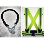 Vi Caro 2 Metre 16 mm Kalınlık Çelik Halat Motorsiklet Zincir Kilit + Pratik Reflektör Yelek
