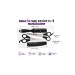 Vi Caro 4 Parça Profesyonel Berber Seti Kuaför Saç Kesim Seti 15 cm Saç Kesim Makası 16 cm Ara Makası 17 cm Taraklı Ustura 13 cm Tarak Ergonomik Saplı Saç Kesme Seti