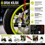 Vi Caro 781MV 12X11 cm Boy 16MM Çapında Motosiklet Disk Kilidi Kelepçeli Çelik U-Bar ve Kırmızı Hatırlatma Kablosu