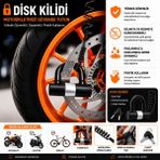 Vi Caro 781MV 12X11 cm Boy 16MM Çapında Motosiklet Disk Kilidi Kelepçeli Çelik U-Bar ve Siyah Hatırlatma Kablosu