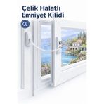 Vi Caro Beyaz Çelik Halatlı Pencere Kilidi Emniyet Kilidi Çocuk Güvenlik Kilidi Cam Balkon Kapı Kilidi