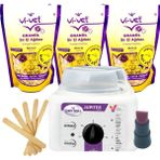 Vi-Vet Naturel Inci Boncuk Ağda 3 Adet + Vivol Depirol Ağda Isıtıcı Makinesi Ağda Seti 6 Parça