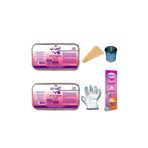 Vi-vet Vivet Pudralı Kalıp Sir Ağda 400 ml 2 Adet Full Set Eldiven Kova Ağda Cubuğu Ağda Bezi