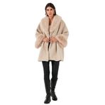 Via Dante Oversize Fit Şal Yaka Kürk Detaylı Astarlı Mont Bayan MONT 690852