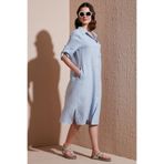 Via Dante Regular Fit Truvakar Kol Midi Keten Elbise Bayan ELBİSE 6689690