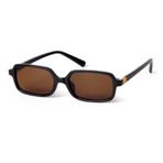 VIA LEECA Retro dikdörtgen güneş gözlüğü kadınlar için küçük Vintage moda sevimli dar 90s Trendy Sunnies 2025, Siyah Çerçeve Kahverengi Lens, Medium