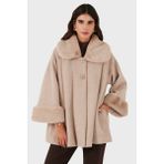 Viadante Via Dante Oversize Fit Ceket Yaka Düğmeli Kürk Mont Bayan Mont 6858060 - Standart - Bej