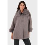 Viadante Via Dante Oversize Fit Ceket Yaka Düğmeli Kürk Mont Bayan Mont 6858060 - Standart - Gri