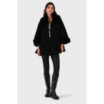 Viadante Via Dante Oversize Fit Ceket Yaka Düğmeli Kürk Mont Bayan Mont 6858060 - Standart - Siyah