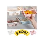 VİALEX 2 Lİ Buzdolabı Raf Düzenleyici Organizer Ayarlanabilir Çok Amaçlı Organizer Sepet - YEŞİL
