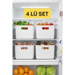 VİALEX 4 ADET 3.5 Lt Dolap İçi Buzdolabı Düzenleyici Banyo Mutfak Organizeri BEYAZ