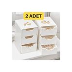 VİALEX Ada 2 Adet 3 Çekmeceli Mini Organizer- Aksesuar Düzenleyici ve Çok Amaçlı Takı Organizeri