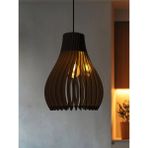 Vialux Bohem Modern Ahşap Avize Rustik Aydınlatma Butik Otantik Tekli Sarkıt Cafe Salon Mutfak Avize Lamba Yemek Masası Üzeri Avize - Siyah