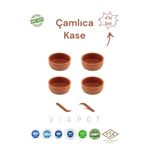 Viapot Çamlıca Toprak Güveç Sosluk Kase Içi Sırlı 4 Adet Çömlek 8x3,5cm 80ml