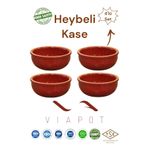 Viapot Heybeli Toprak Güveç Kase Tam Sırlı 4 Adet Çömlek 10x4cm 150ml