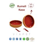 Viapot Rumeli Toprak Güveç Kase 450 ml - Içi Renkli Sırlı 2 Adet Çömlek 15,5x4cm - Bordo