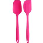 viarella 2li Fuşya Silikon Kaşık Ve Spatula Seti Isıya Dayanıklı Yanmaz Yapışmaz Çizmez 27cm