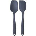 viarella 2li Gri Silikon Kaşık Ve Spatula Seti Isıya Dayanıklı Yanmaz Yapışmaz Çizmez 27cm