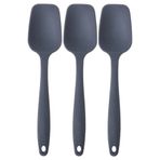 viarella 3lü Gri Silikon Kaşık Seti Isıya Dayanıklı Yanmaz Yapışmaz Çizmez 27cm